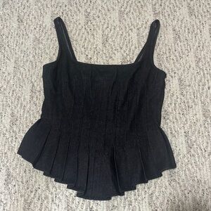 ADORA Black Pleated Tank Top